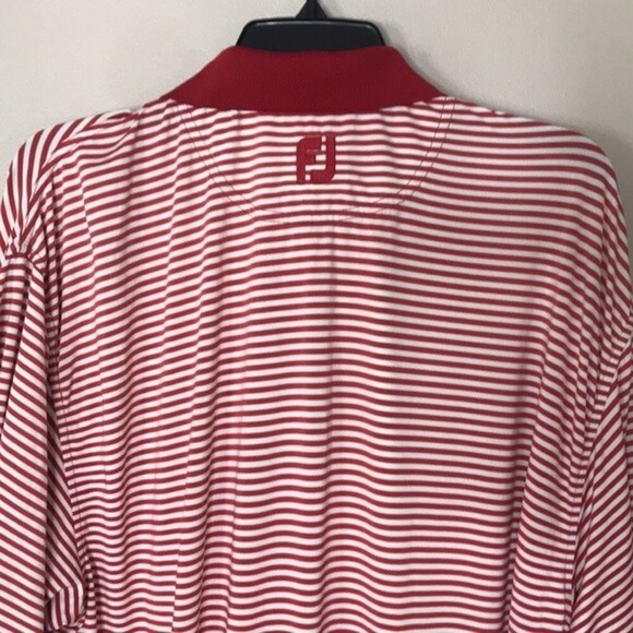 Footjoy prodry Lisle red and white striped polo performance wear shirt size L - Picture 9 of 10